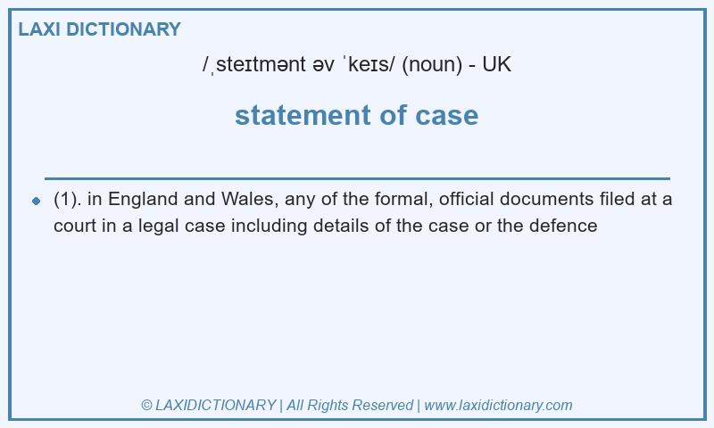 Definition statement of case in British English