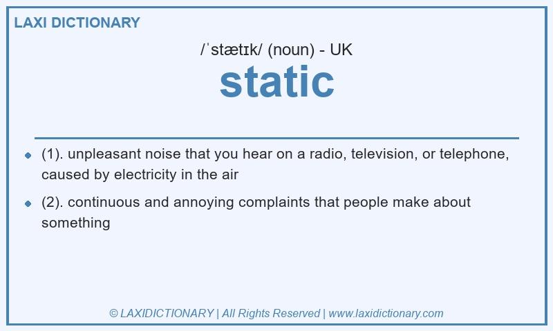 Definition static in British English