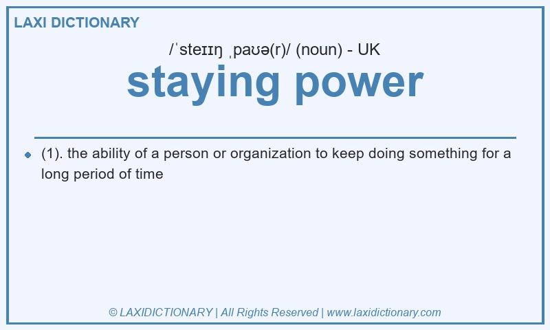 Definition staying power in British English