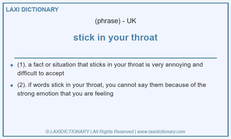 Definition stick in your throat in British English