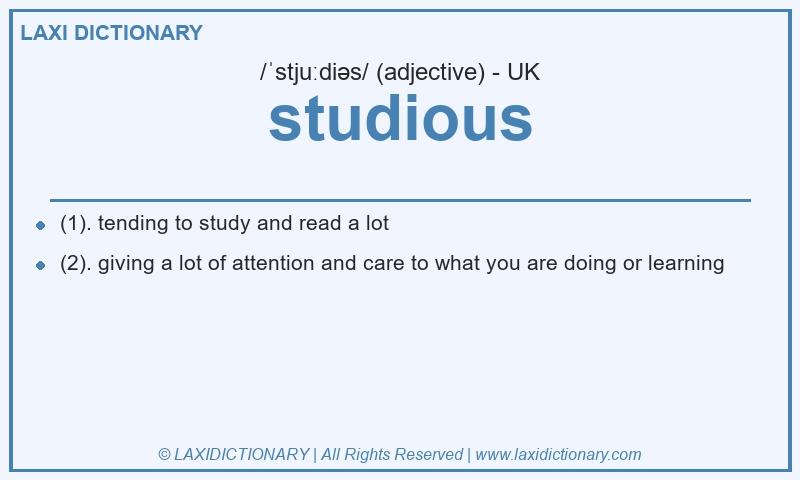Definition studious in British English