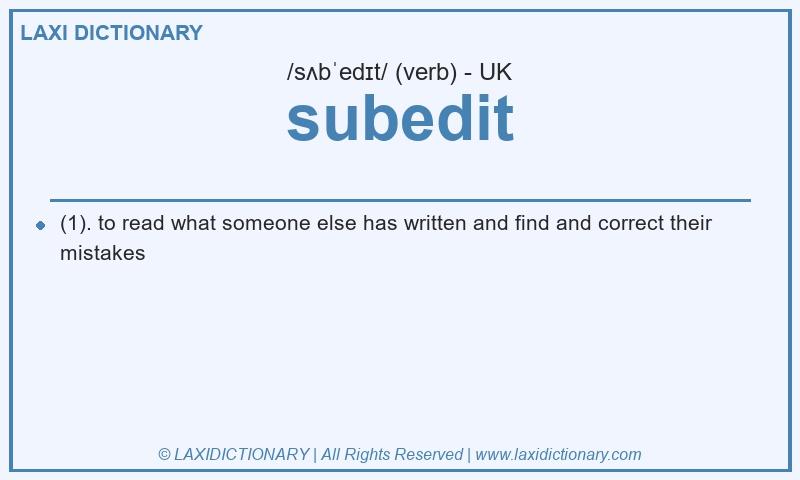 Definition subedit in British English