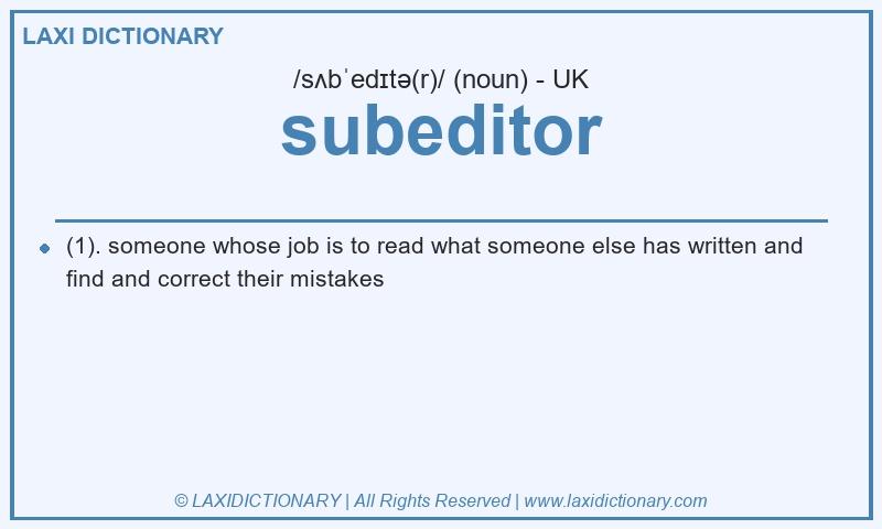 Definition subeditor in British English