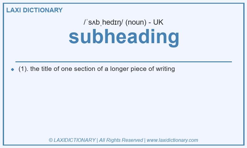 Definition subheading in British English