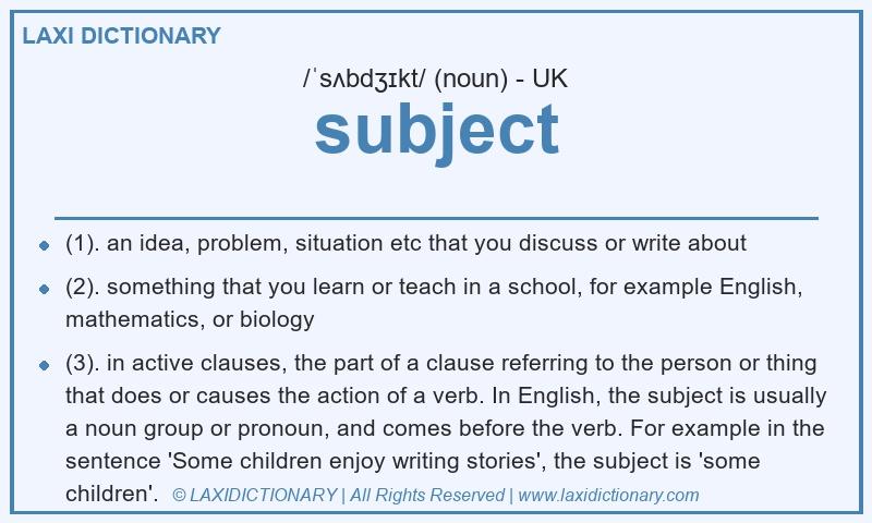 Definition subject in British English