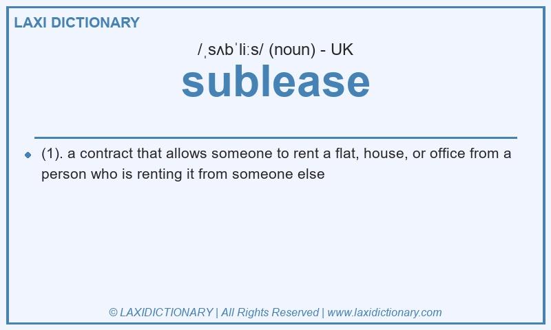 Definition sublease in British English