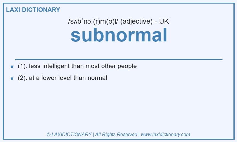 Definition subnormal in British English