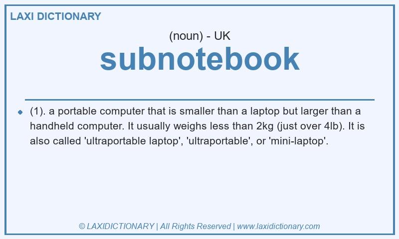 Definition subnotebook in British English