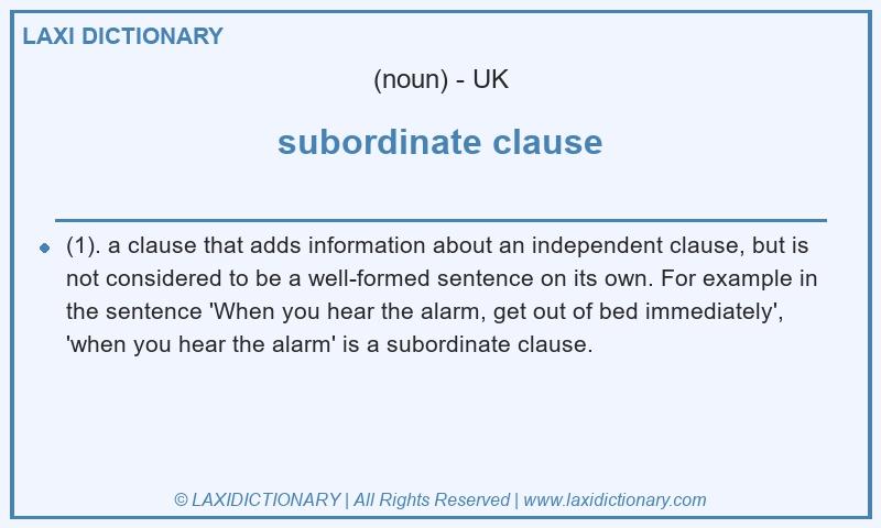 Definition subordinate clause in British English