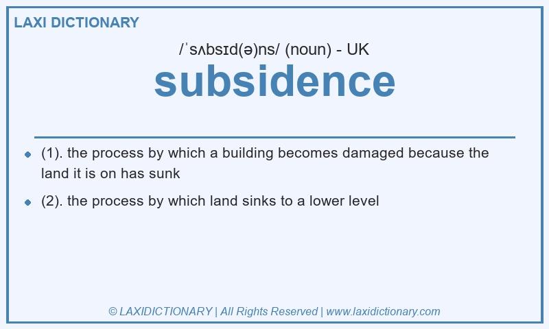 Definition subsidence in British English