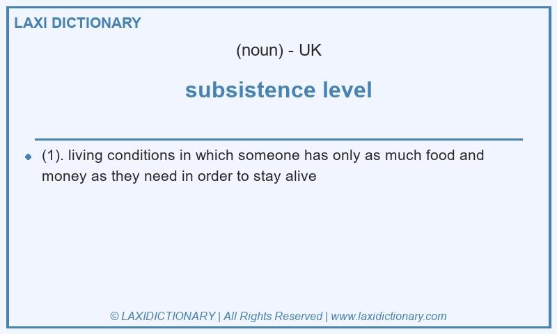 Definition subsistence level in British English
