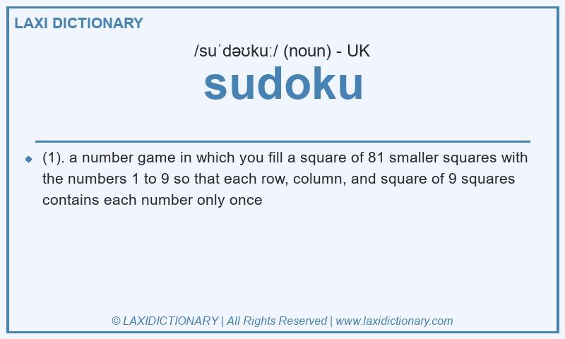 Definition sudoku in British English