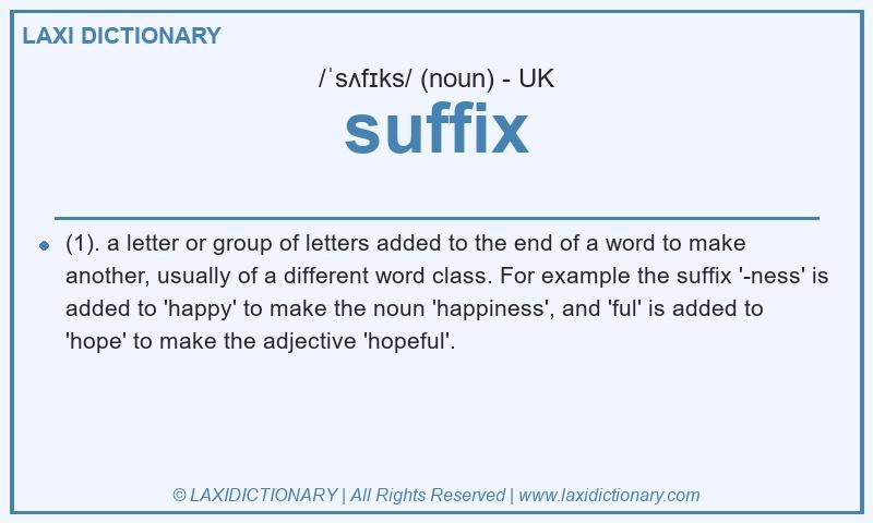 Definition suffix in British English