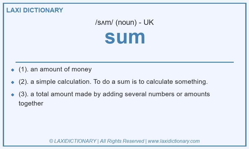 Definition sum in British English