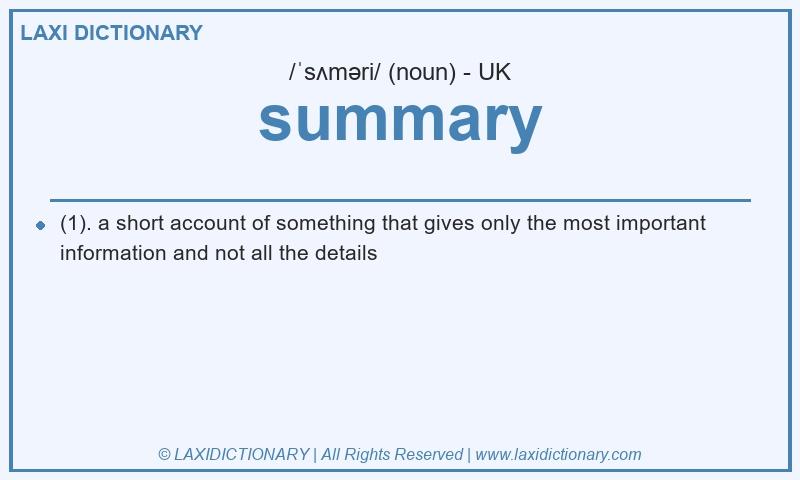 Definition summary in British English