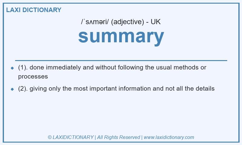Definition summary in British English