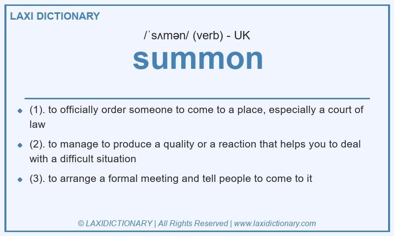 Definition summon in British English