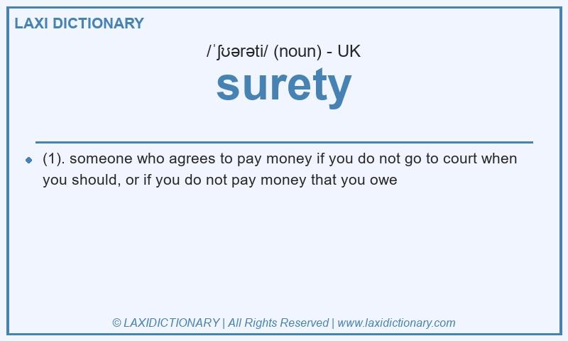 Definition surety in British English
