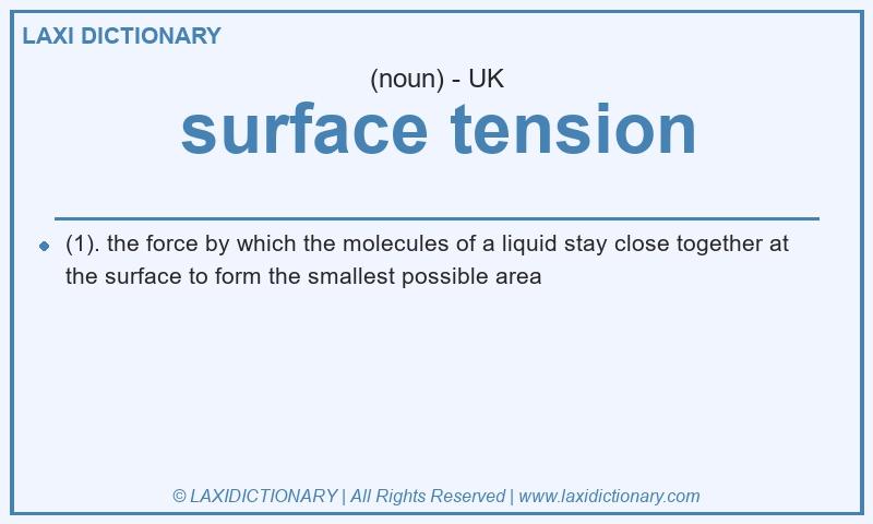 Definition surface tension in British English