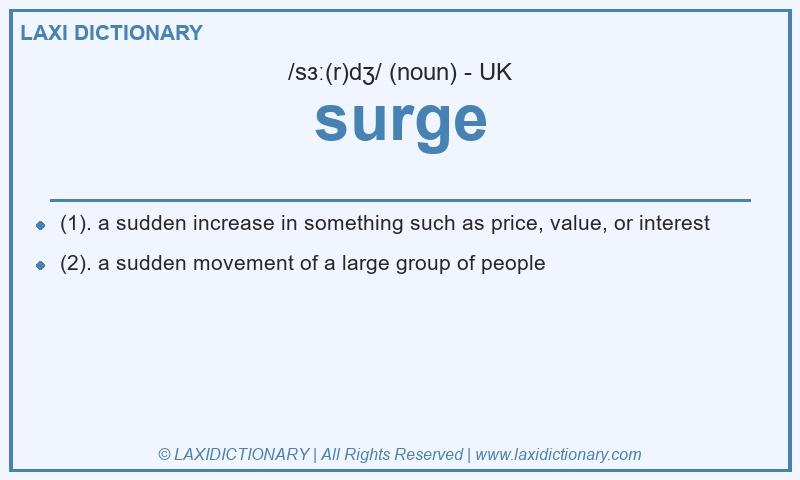 Definition surge in British English