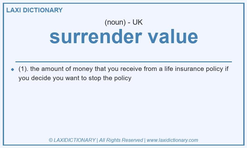 Definition surrender value in British English