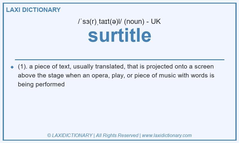 Definition surtitle in British English
