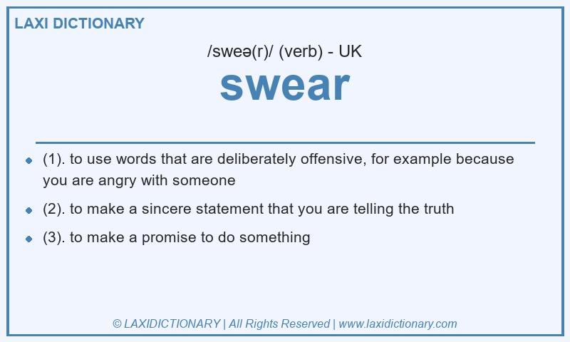 Definition swear in British English