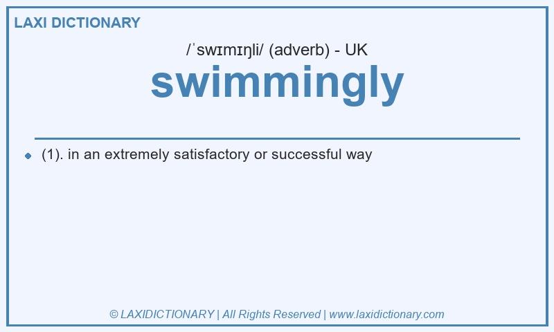 Definition swimmingly in British English