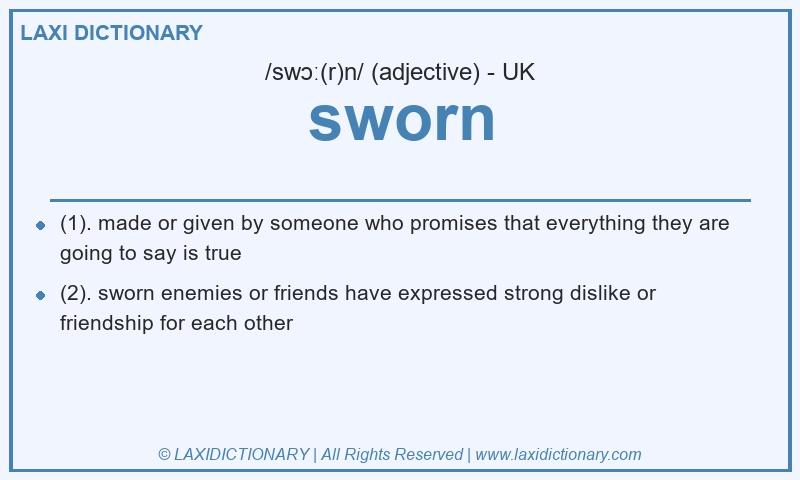 Definition sworn in British English