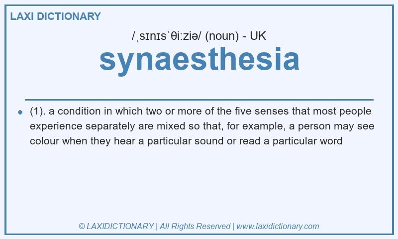 Definition synaesthesia in British English
