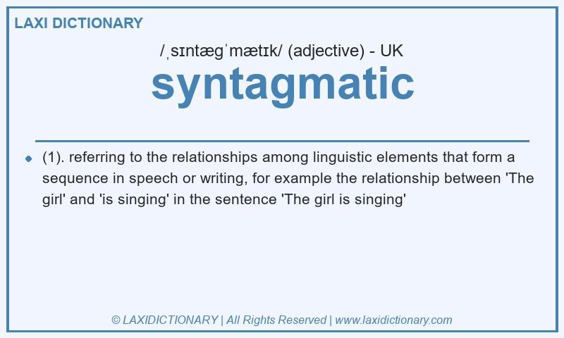 Definition syntagmatic in British English