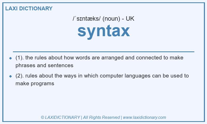 Definition syntax in British English