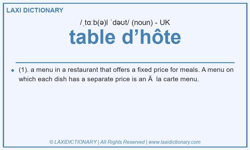 Definition table d’hôte in British English