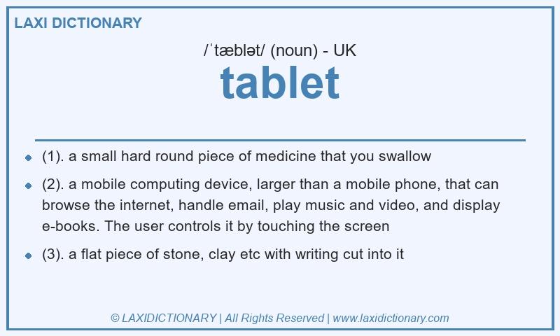 Definition tablet in British English