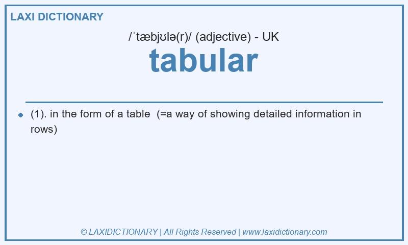 Definition tabular in British English