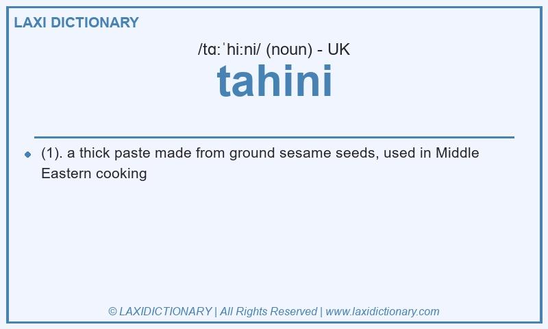 Definition tahini in British English