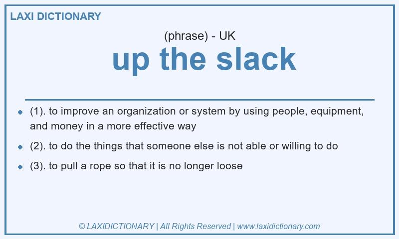 Definition up the slack in British English