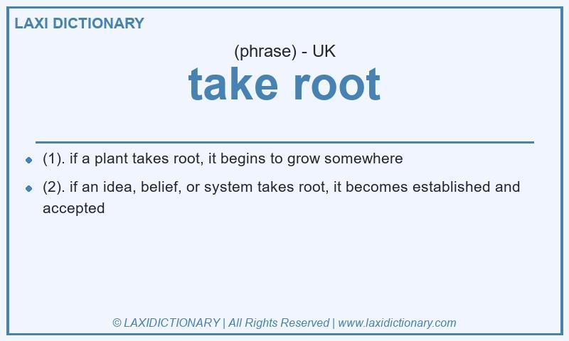 Definition take root in British English