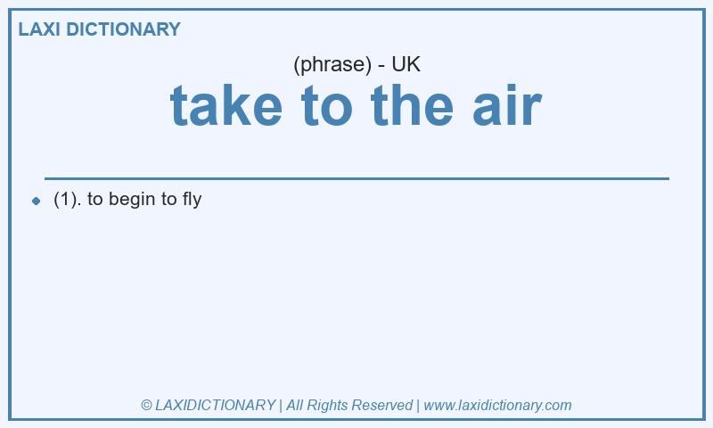Definition take to the air in British English