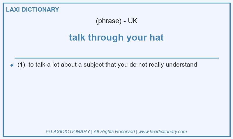 Definition talk through your hat in British English