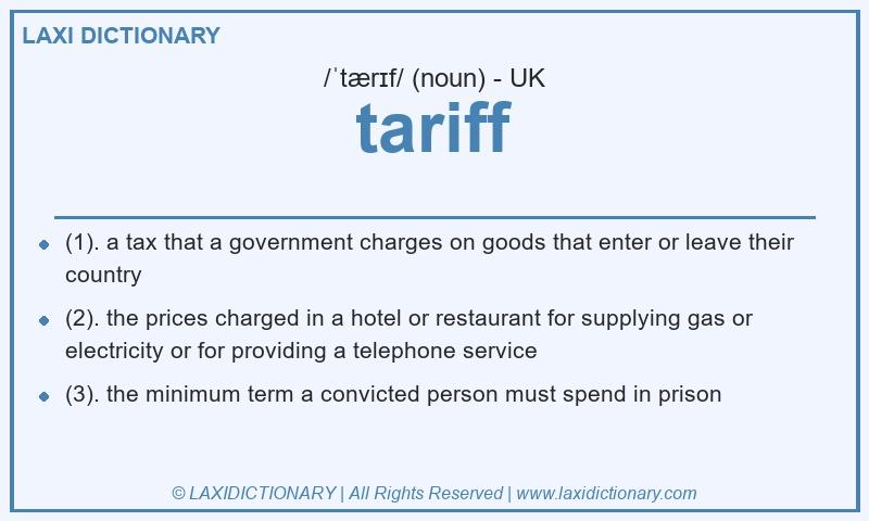 Definition tariff in British English