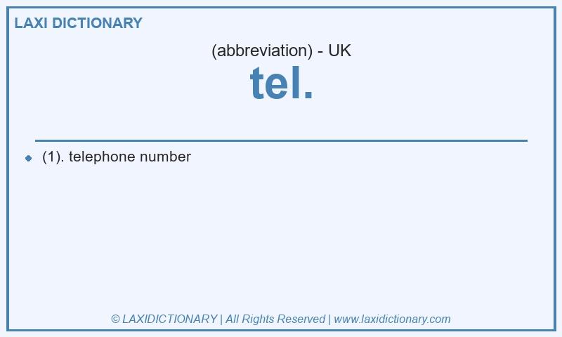 Definition tel. in British English