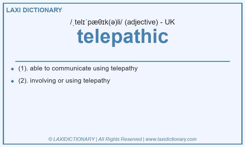 Definition telepathic in British English