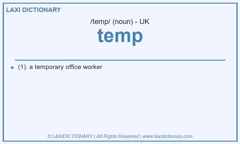Definition temp in British English