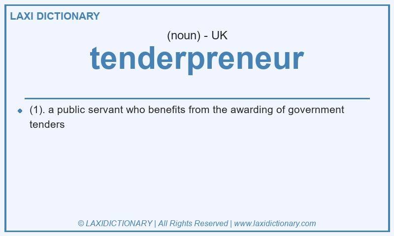 Definition tenderpreneur in British English
