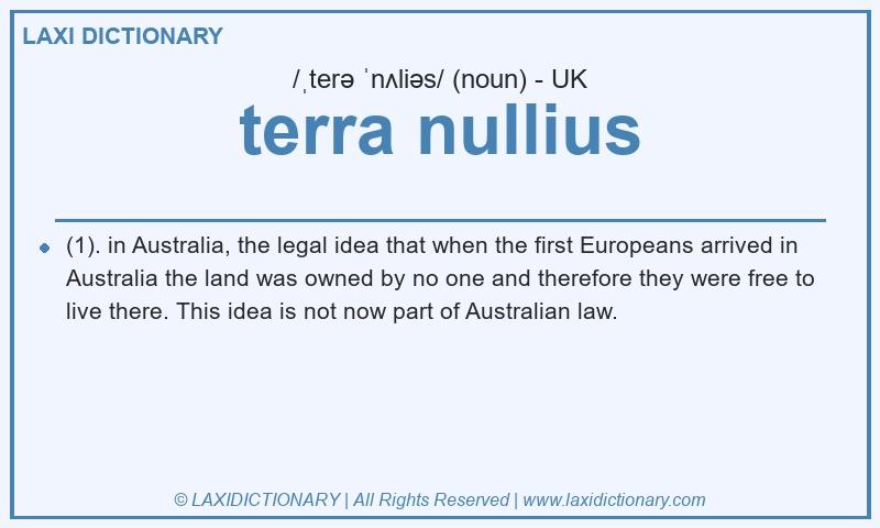 Definition terra nullius in British English