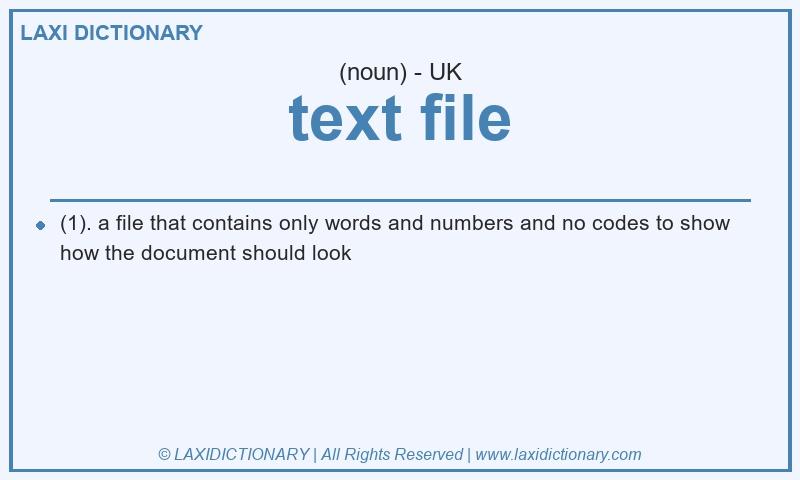 Definition text file in British English