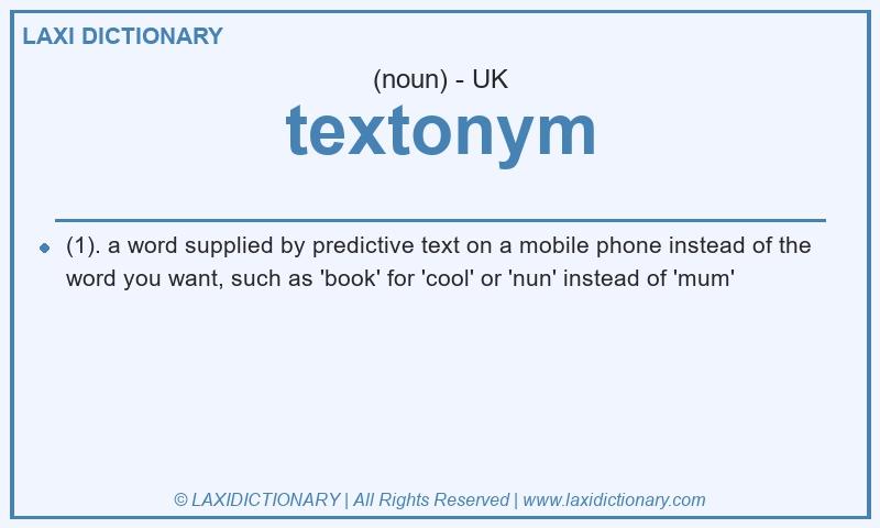 Definition textonym in British English