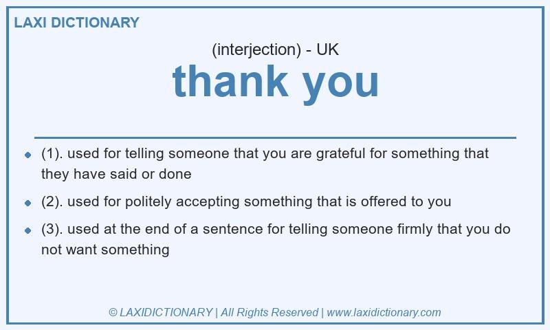 Definition thank you in British English