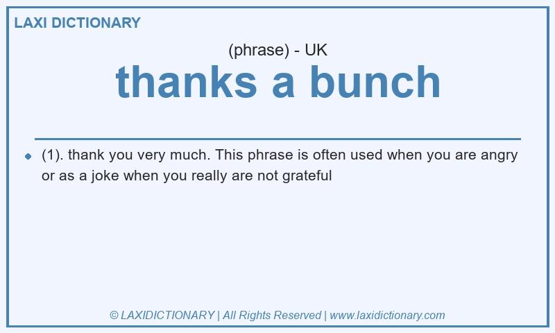 Definition thanks a bunch in British English